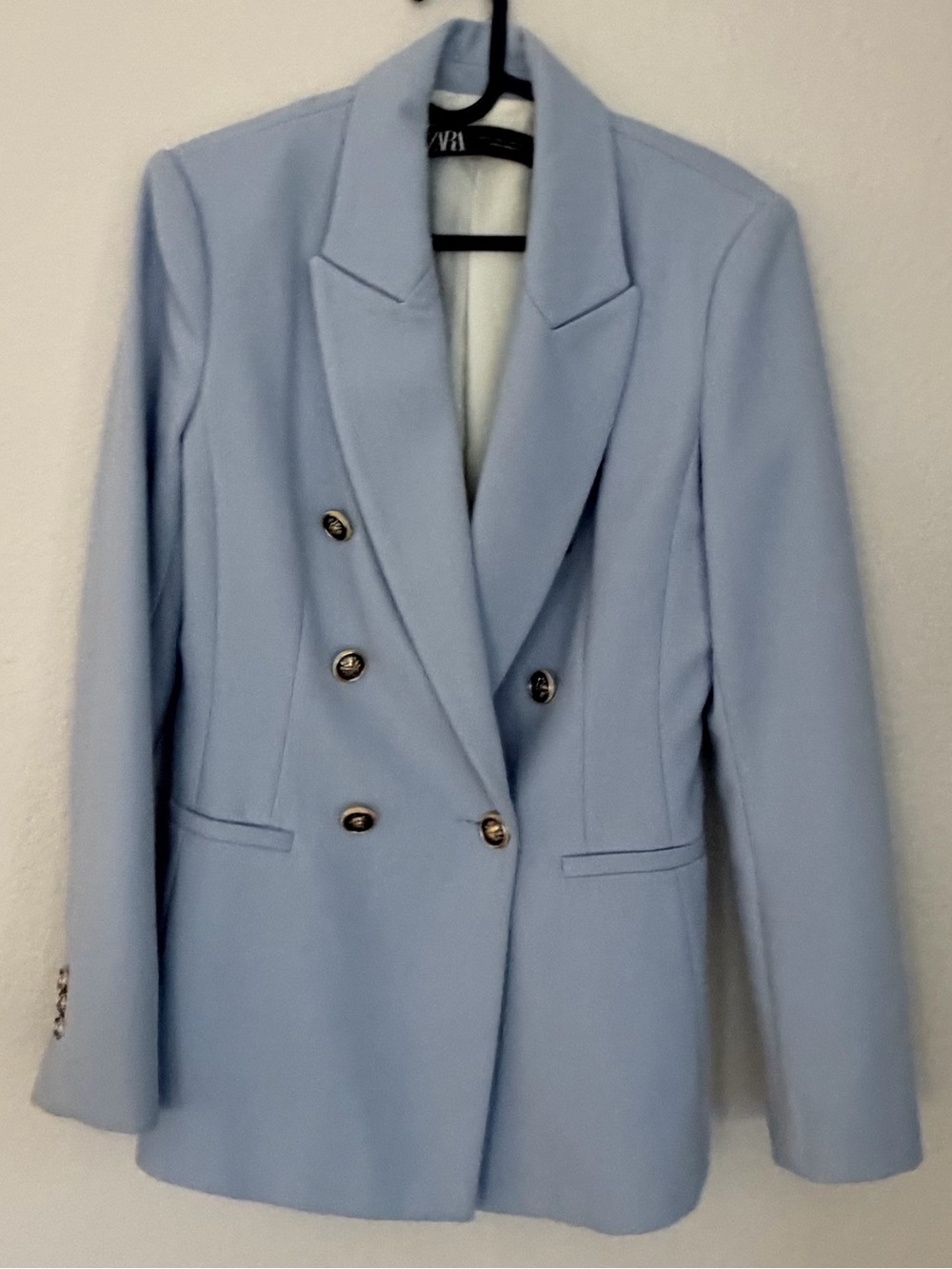 ZARA Light Blue Double Breasted Blazer Size S